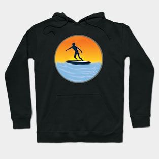 Surfer Waves Sunset Round Hoodie